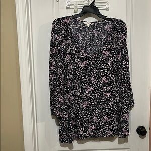 Terra & Sky Black and Pink 3/4 Sleeve Blouse